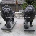 Outdoor life size black marble lion statue for park bank company ornament